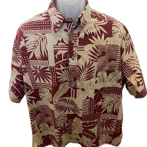 ONO & Company Aloha Hawaiian Tropical Floral Collared Shirt Men XL
